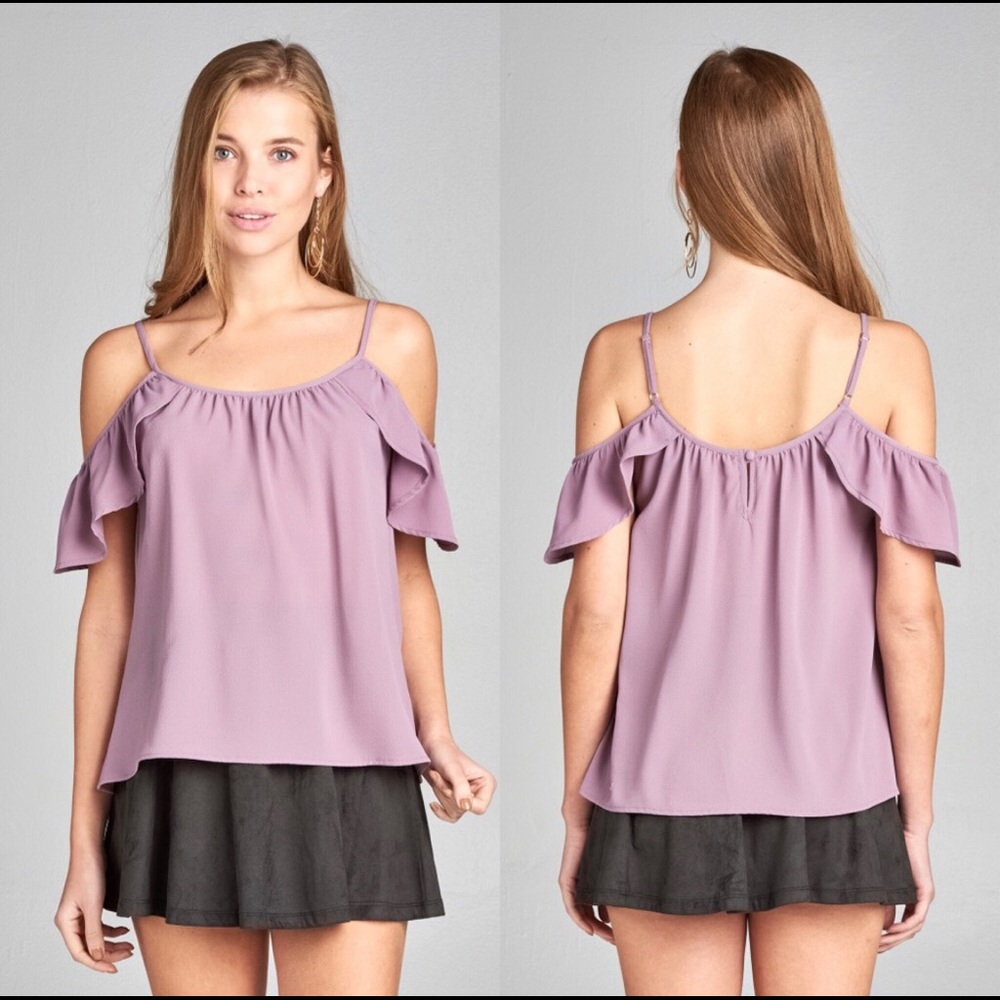Open shoulder crepe woven Top - Picture 1 of 3
